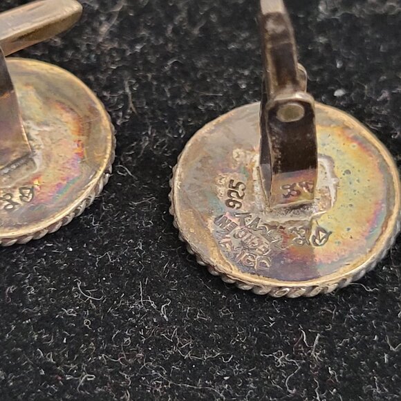 Vintage Men's Sterling Silver Taxco Mexican Design Cufflinks - Picture 5 of 5